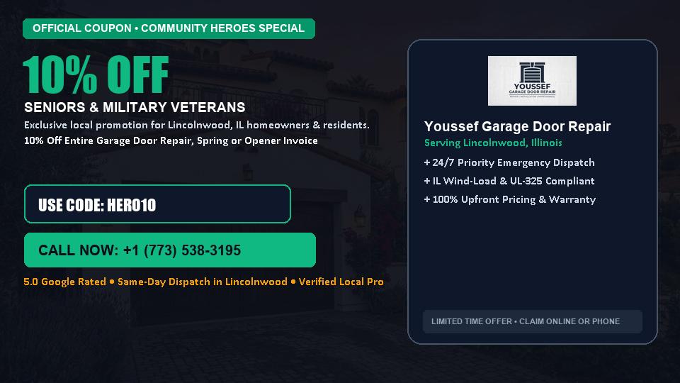 10% OFF Senior, Military & First Responder Discount in Lincolnwood, IL - Youssef Garage Door Repair