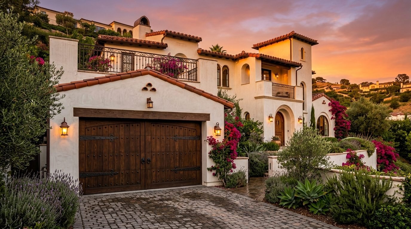Youssef Garage Door Repair Exterior Closed Garage Door at Twilight